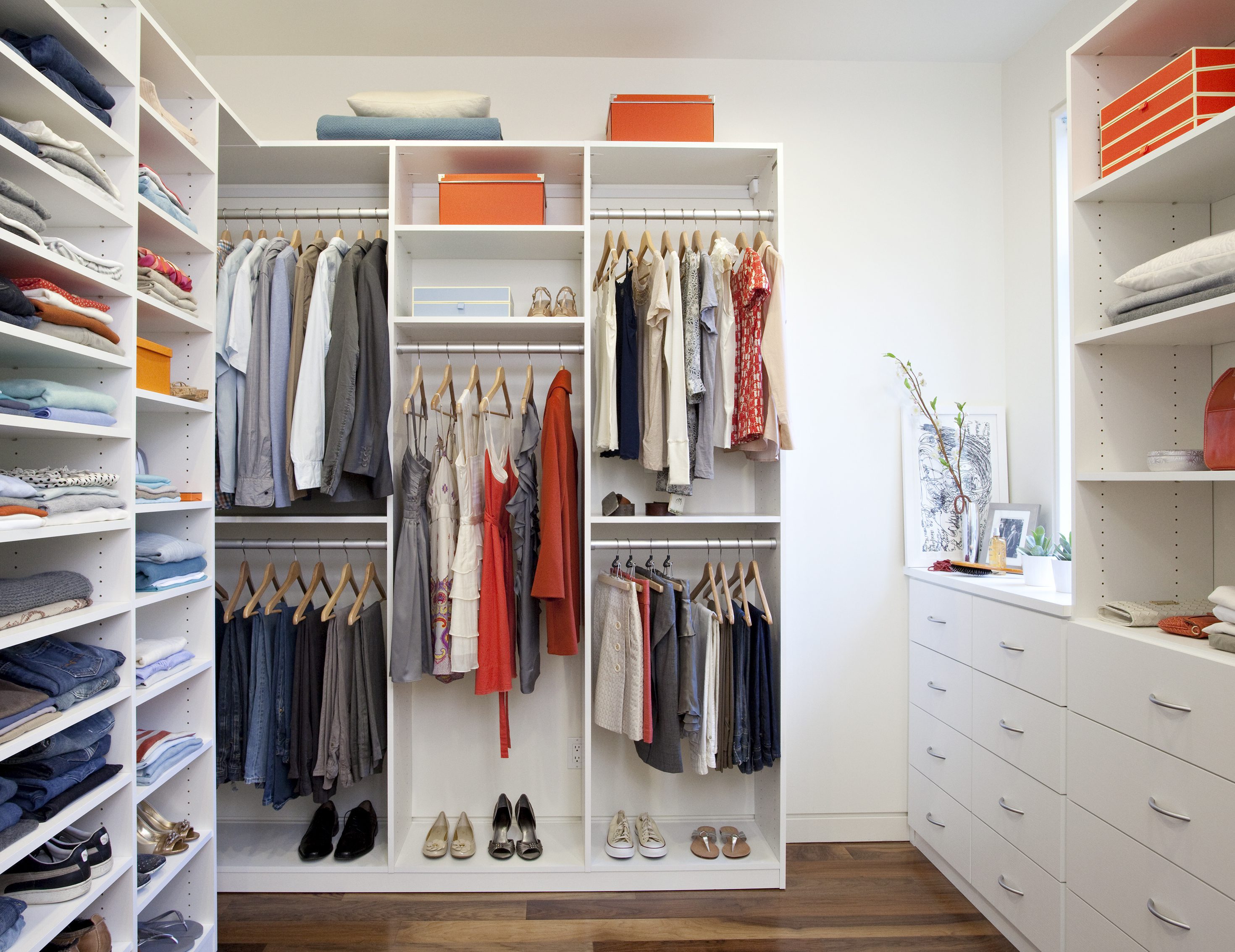 Modern Floating Closet Shelves, Walk-In Closet