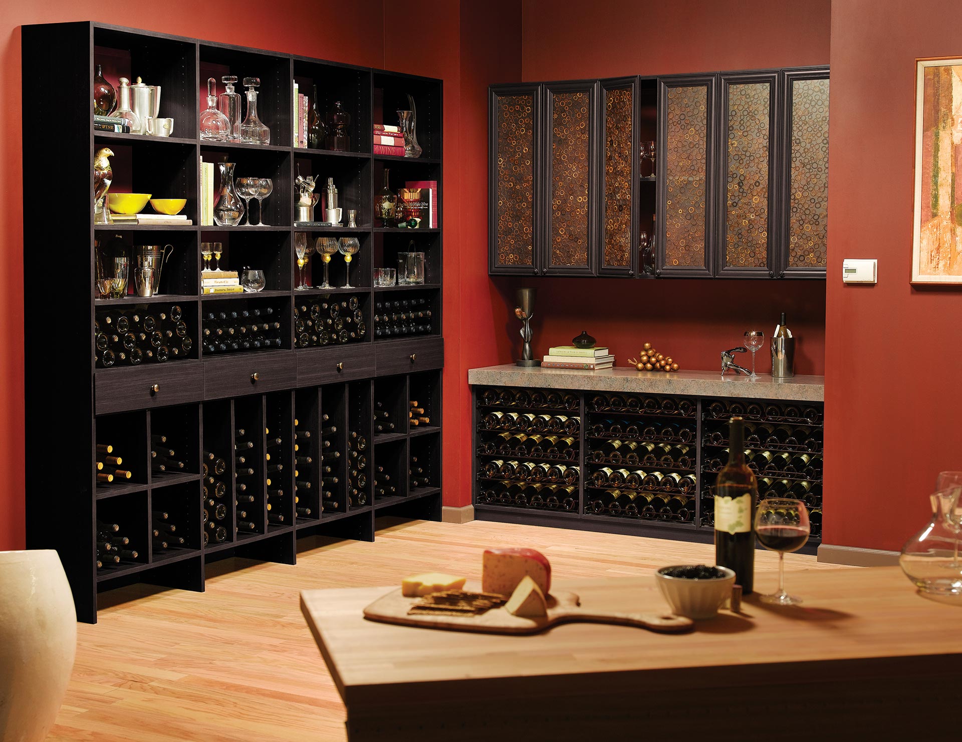 open kitchen shelves inspiration with wine rack