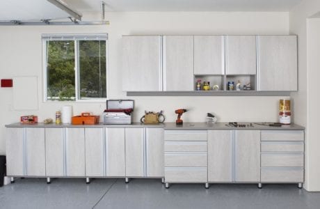 Garage Storage with Cubbies Cabinets and Work Space