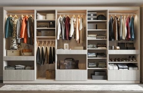 Light Grey Stand Alone Closet With Shelves Drawers Closet Rods and Built in Lighting