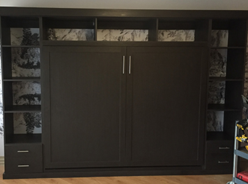 California Closets Spokane Boise Murphy Bed in Dark wood finish