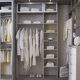 Grey and White Closet With Drawers Closet Rods Glass Fronted Display Cabinets and Built in Lighting