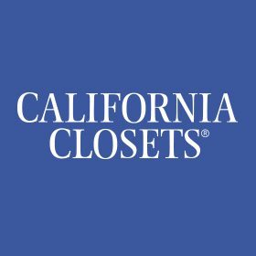 California Closets writing in white against blue background
