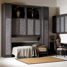 Simon Convertible Murphy Bed, pulled out, with Lago Milano Grey Finish