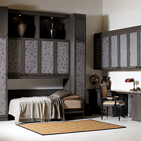 Simon Convertible Murphy Bed pulled out with Lago Milano Grey Finish