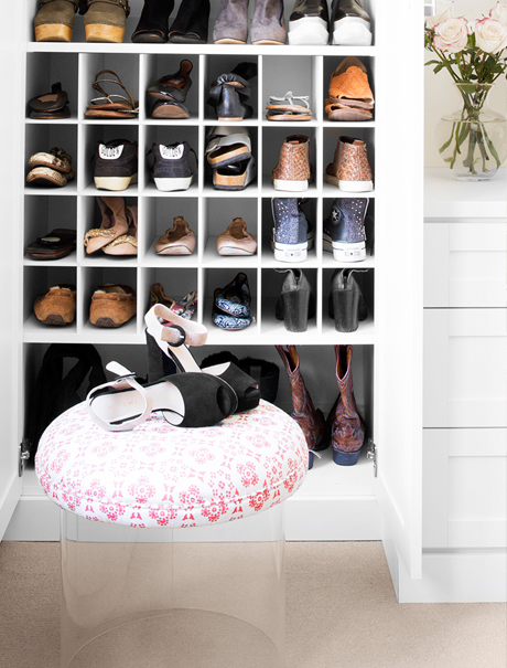 Gray Custom Shoe Shelves - Transitional - Closet