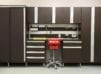 Dark Brown Garage Storage with Cabinets Drawers Tool Rack and Work Space