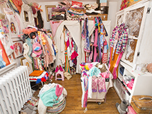 California Closets client Tiffany Pratt's disorganized closet before redesign