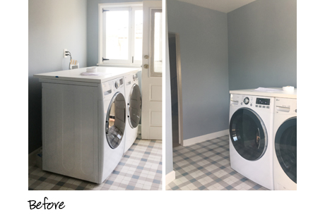 California Closets client Emily Henderson's plain laundry room before installation