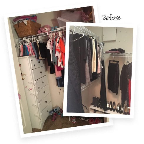 California Closets client Janna Sutter's disorganized closet before installation