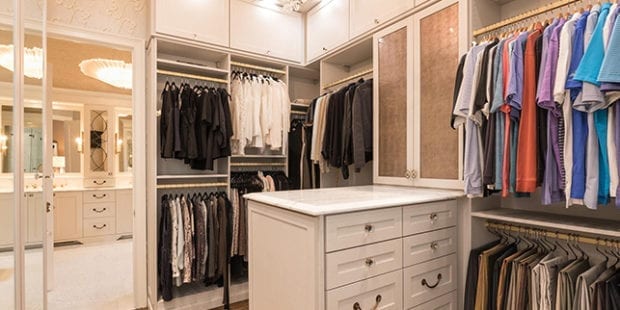 California Closets Chad Pruett Client Story Table and Hanging Clothes