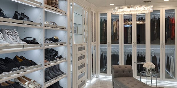 California Closets Michelle Mangini Client Story Closet white glass cabinets