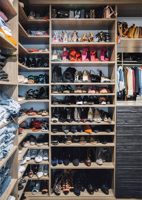 Aimee Song Client Story Walk in Closet with Large Shoe Storage