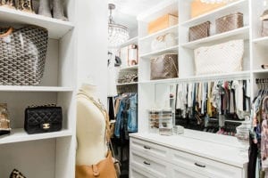 Houston client and luxury closet Classic White Finish with Dark Hardware