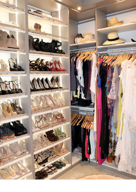Client Story Perfect Closet with Shoe and Clothing Organization with Accent Lighting