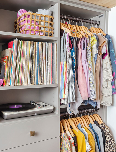 Erin Feher Client Story Closet Storage Solution for Books Vinyl and Clothing