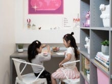 Jeanne Chan Kids Enjoying New Closet Space while Coloring