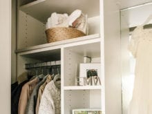Client Story Samantha Wennerstrom California Closets Coats and Dress Handing in Classic White Closet