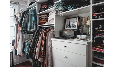 Luanna Perez Light Gray Walk in Closet and Room with Stainless Hardware