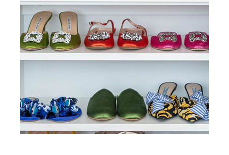 Client Stoey Christina Juarez Close Up of Shoes in Shelving in Classic White Finish