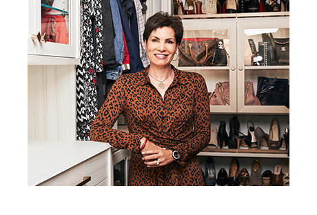 California Closets client Cindy Brunson posing in her custom closet