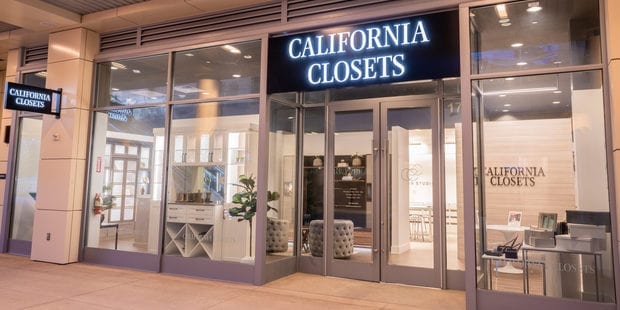 Front view of California Closets Summerlin showroom room with glass walls