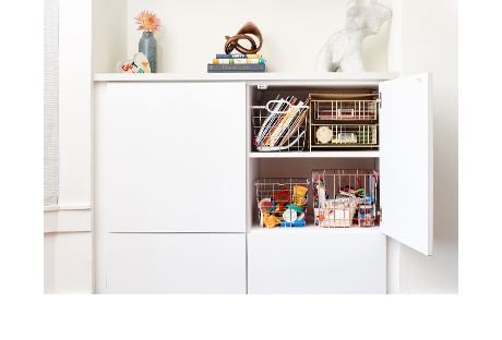 White finish wood storage cabinets