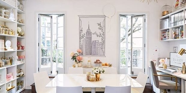 Elegant white dining table and chairs | California Closets