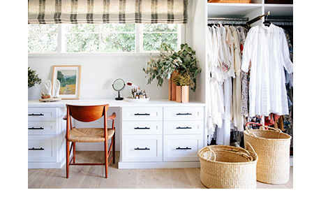 Custom closet workspace created for designer Emily Current by California Closets