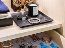 Custom jewelry drawers and leather jewelry trays| California Closets