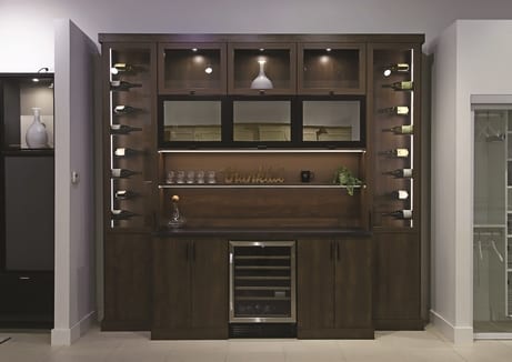 Dark wood wine bar | California Closets Michigan Design Center