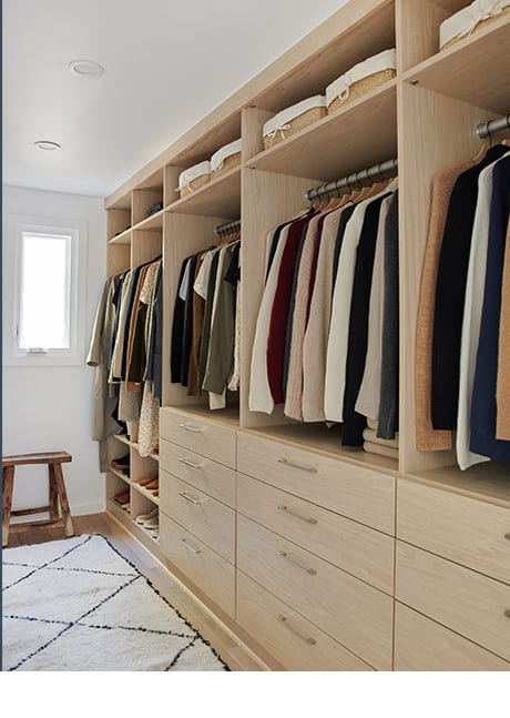 Hanging space and drawer storage for Jenni Kayne's lakehouse | California Closets