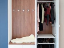 Entryway nook with hooks and shoe shelves
