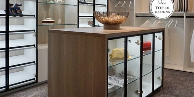 Top Ten Designs walk in closet island with clear display door