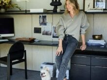 Custom office table with a dog | California Closets 