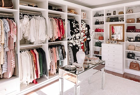 Custom closet with shelves for accessories | California Closets