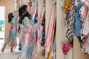 Custom closets with colorful dresses | California Closets