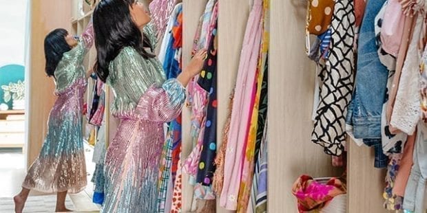 Custom closets with colorful dresses | California Closets