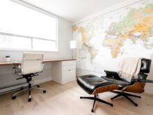 Emma Beaty custom home office with desk and wall map