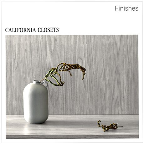 California Closets grey wood grain finish swatch for home storage designs