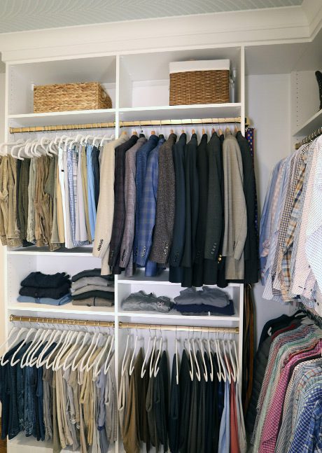 California closets image of an organized custom men's closet shown in a white finish