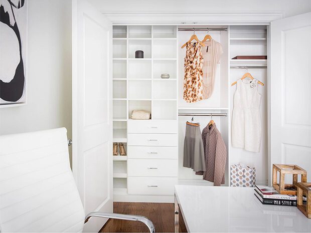 White Reach-In Closet, Custom Organizers