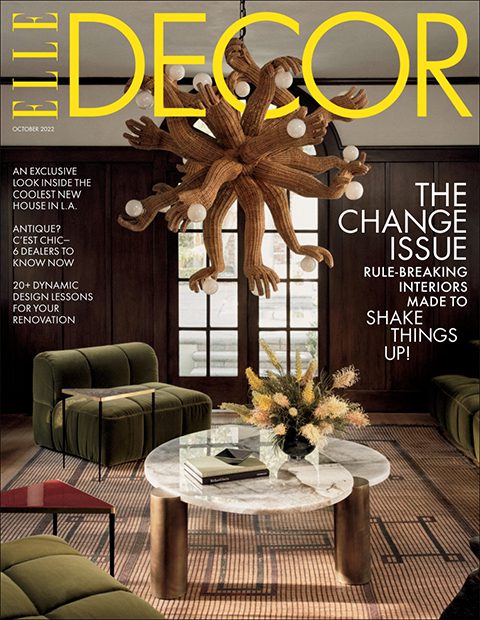 Elle Decor cover page featuring custom designed lounge area, California Closets