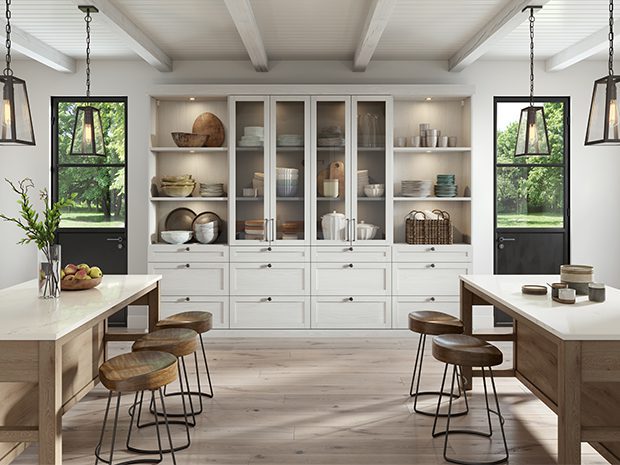  Gabinete de almacenamiento de despensa de cocina con puertas,  estantes ajustables para cocina, sala de estar, comedor (blanco antiguo) :  Hogar y Cocina